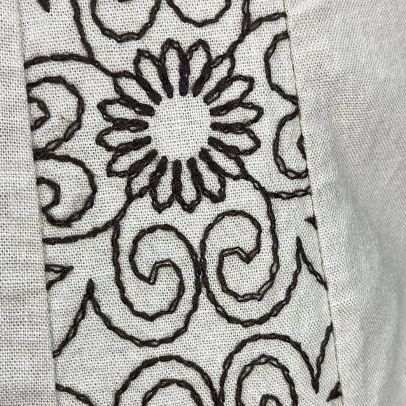 Tweeds linen rayon blend embroidered lined tan skirt women’s size 6 - Picture 7 of 15